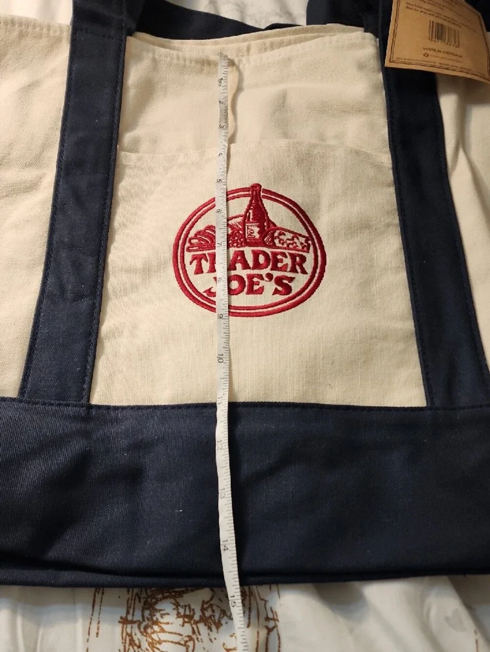 Trader Joe's Canvas Tote Bag - Navy & Cream